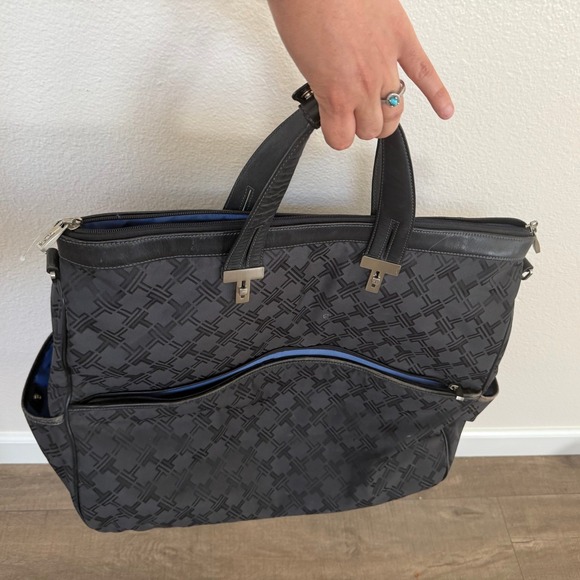 Tumi Black Patterned Expandable Garment Bag Carry On Travel Business - Picture 6 of 16